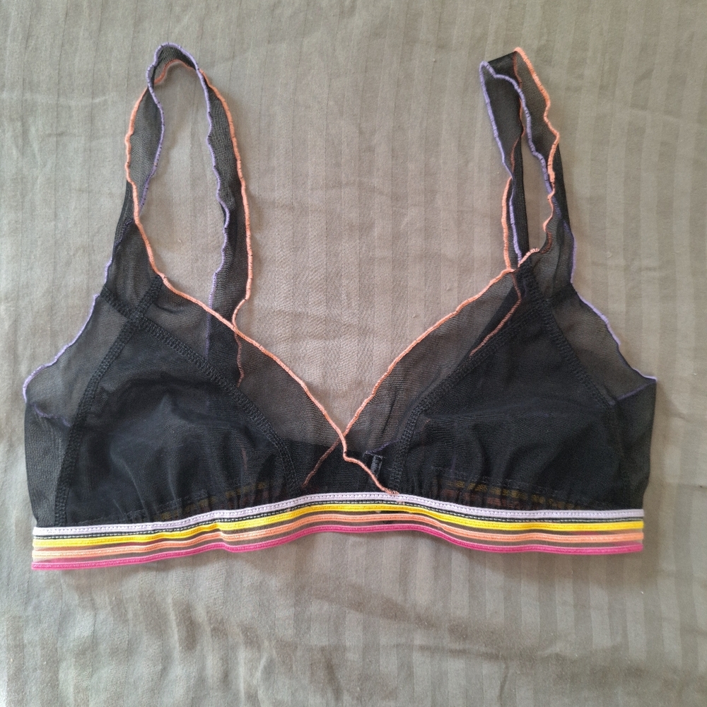 Morgan Lane Colorful Trim Black Bralette L